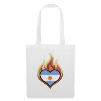 Flammendes Herz mit Argentinien-Flagge - Stoffbeutel - Weiß - Vorne