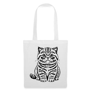 Britisch Kurzhaar Katze Tigerkatze Katzenshirt  - Stoffbeutel - Weiß - Vorne