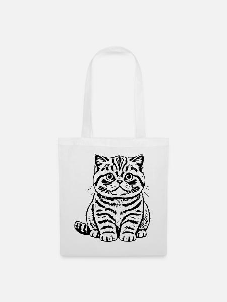 Britisch Kurzhaar Katze Tigerkatze Katzenshirt - Stoffbeutel - Weiß