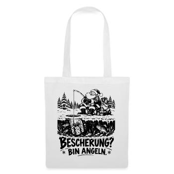Lustiges Weihnachtsgeschenk für Angler - Stoffbeutel - Weiß - Vorne