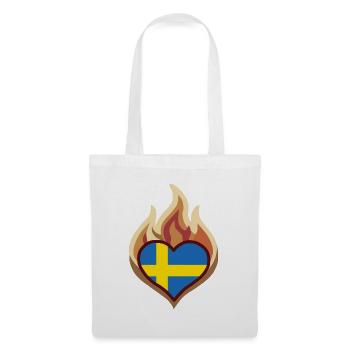 Sweden Flag Heart on Fire - Stoffbeutel - Weiß - Vorne