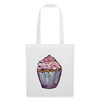 Rosa Aquarell Cupcake - Stoffbeutel - Weiß - Vorne