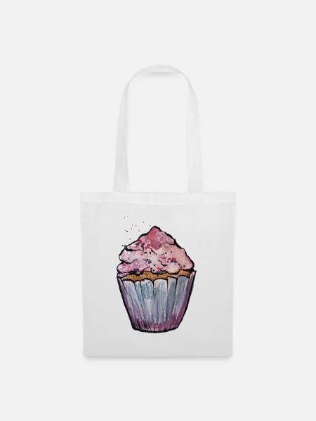 Rosa Aquarell Cupcake - Stoffbeutel - Weiß