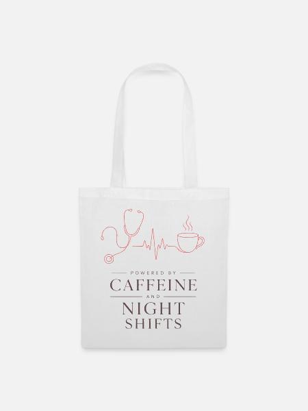 Nachtschichten Kaffee Motiv - Stoffbeutel - Weiß