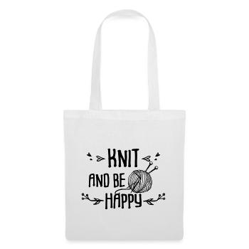 Knit and be happy - Stoffbeutel - Weiß - Vorne