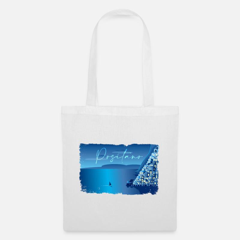 Minimal Positano Night - Tote Bag - white