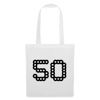 50. 50 ANS. 50e ANNIVERSAIRE. ANNIVERSAIRE 50 ANS. - Sac en tissu - blanc - Devant