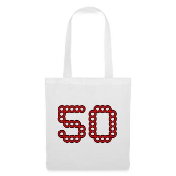 50. 50 ANS. 50e ANNIVERSAIRE. ANNIVERSAIRE 50 ANS. - Sac en tissu - blanc - Devant