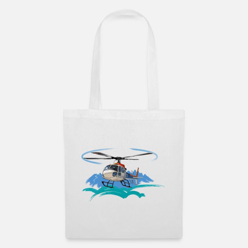 Helicopter approaching the mountains - Tote Bag - white
