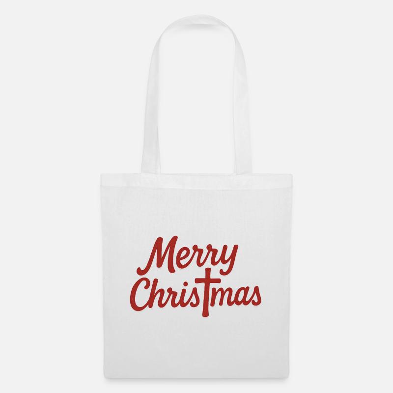 Merry Christmas Kruzifix - Stoffbeutel - Weiß