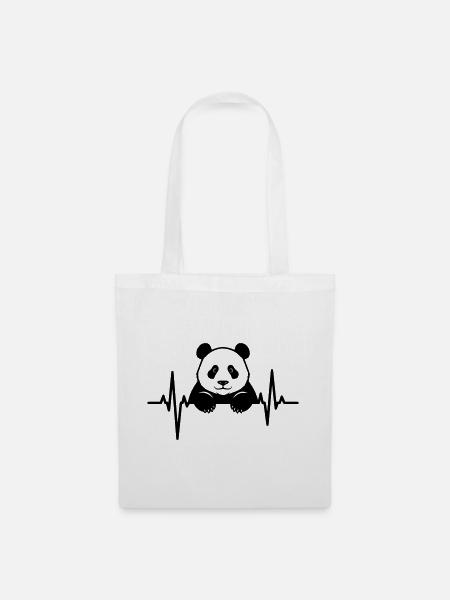 Panda im EKG – Süßes Tierdesign - Stoffbeutel - Weiß