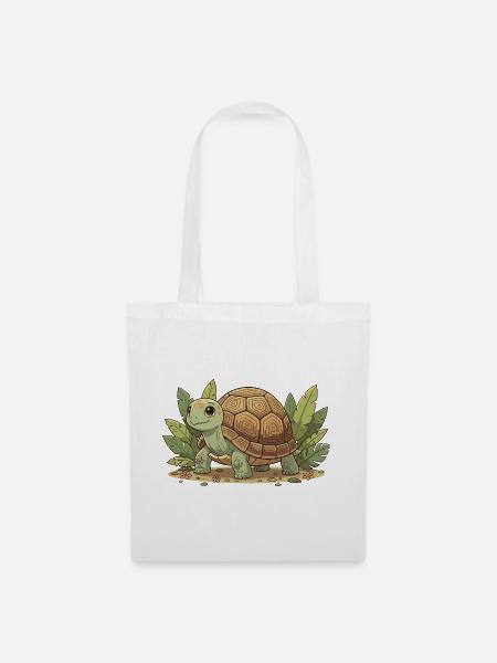 Kuscheltier-Schildkröte im Dschungel - Stoffbeutel - Weiß