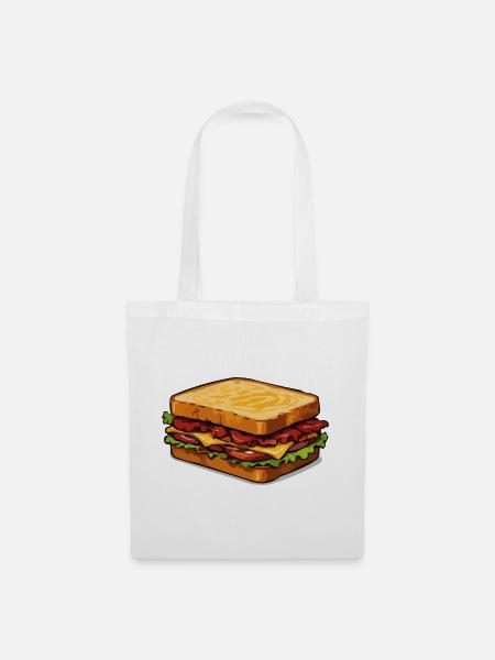 Cartoon Sandwich Illustration - Stoffbeutel - Weiß