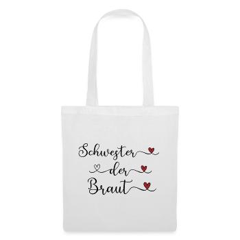 Schwester der Braut niedliches Design mit Herz - Stoffbeutel - Weiß - Vorne