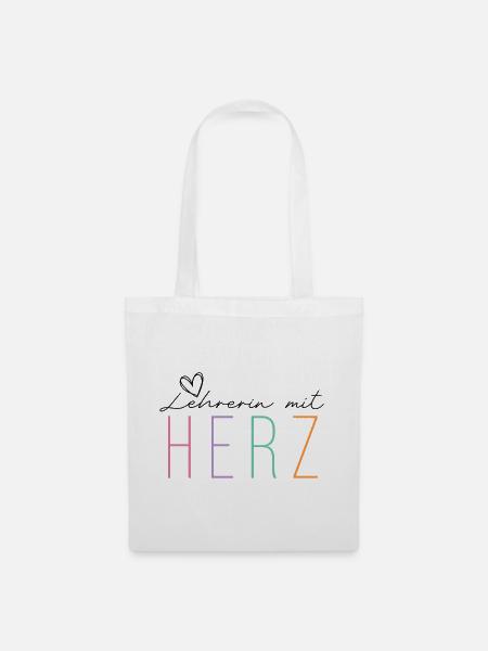LEHRERIN MIT HERZ - Stoffbeutel - Weiß