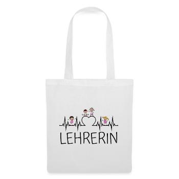 Lehrerin Herzschlag mit Herz und Kindern - Stoffbeutel - Weiß - Vorne