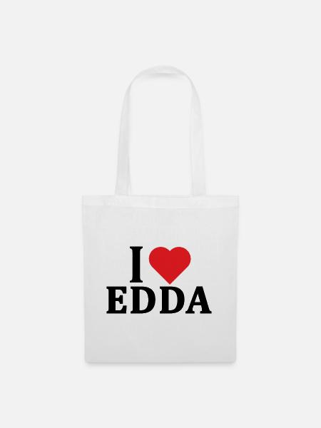 T-Shirt Ich liebe Edda T-Shirt Geschenkidee - Stoffbeutel - Weiß