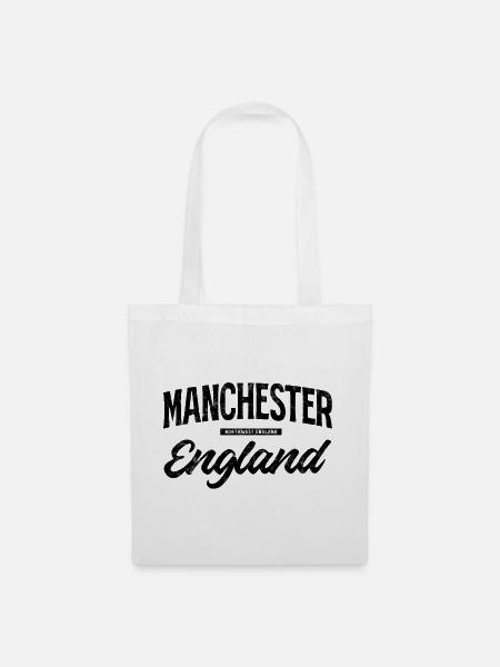Manchester England Vintage Schriftzug - Stoffbeutel - Weiß
