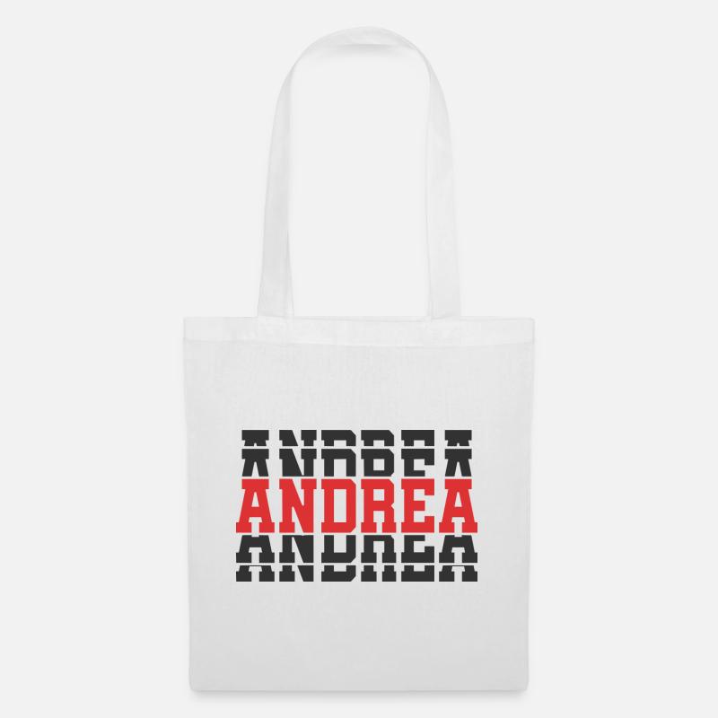 T-Shirt Andrea T-Shirt Geschenkidee gestapelter Text - Stoffbeutel - Weiß