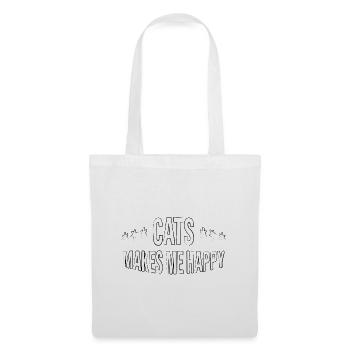 Cats make me happy - Stoffbeutel - Weiß - Vorne
