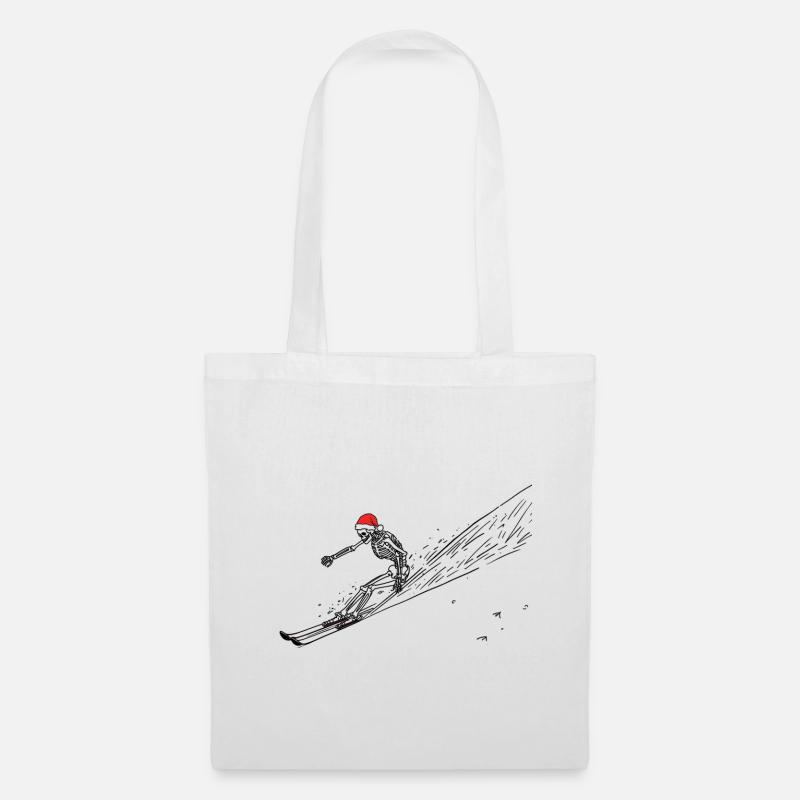 skiing santa skeleton - Stoffbeutel - Weiß