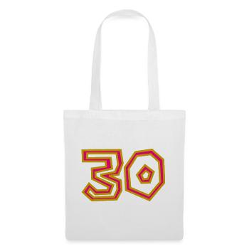 30. 30 ANS. 30e ANNIVERSAIRE. ANNIVERSAIRE 30 ANS. - Sac en tissu - blanc - Devant