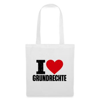 I Love Grundrechte – Rotes Herz für Demokratie - Stoffbeutel - Weiß - Vorne