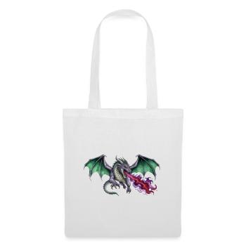 Krimson Flammen Werfender Smaragd Drachen - Stoffbeutel - Weiß - Vorne