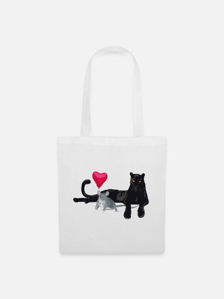 Herzballon Freundschaft Katze Maus - Stoffbeutel - Weiß