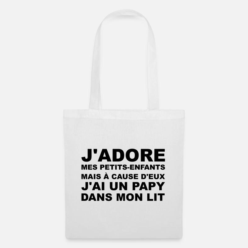 Papy dans mon lit - Sac en tissu - blanc