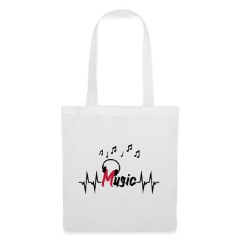 Battement de coeur et écouteurs - Sac en tissu - blanc - Devant