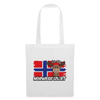Ich bin Norwegifiziert Spruch Flagge Elch - Stoffbeutel - Weiß - Vorne