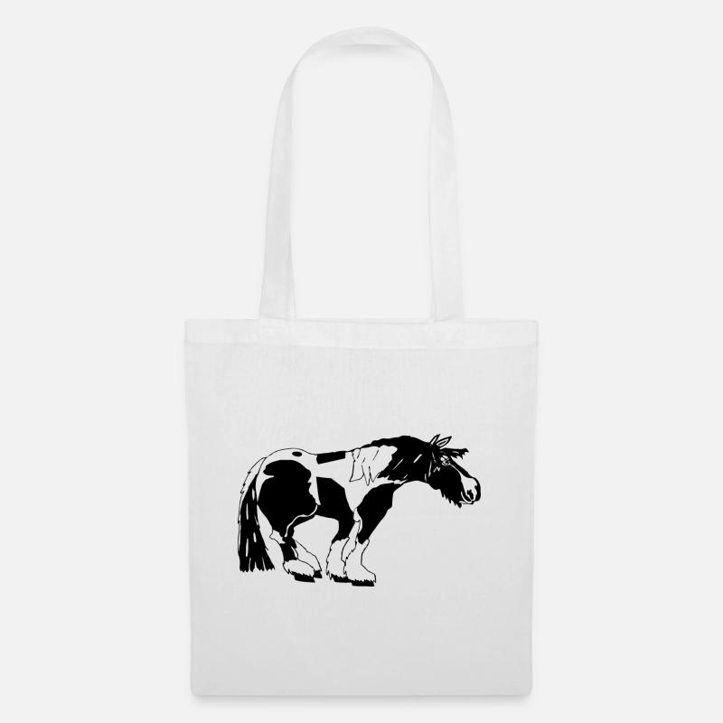 witziger Tinker , Tinker Schecke, Tinker reiten - Stoffbeutel - Weiß