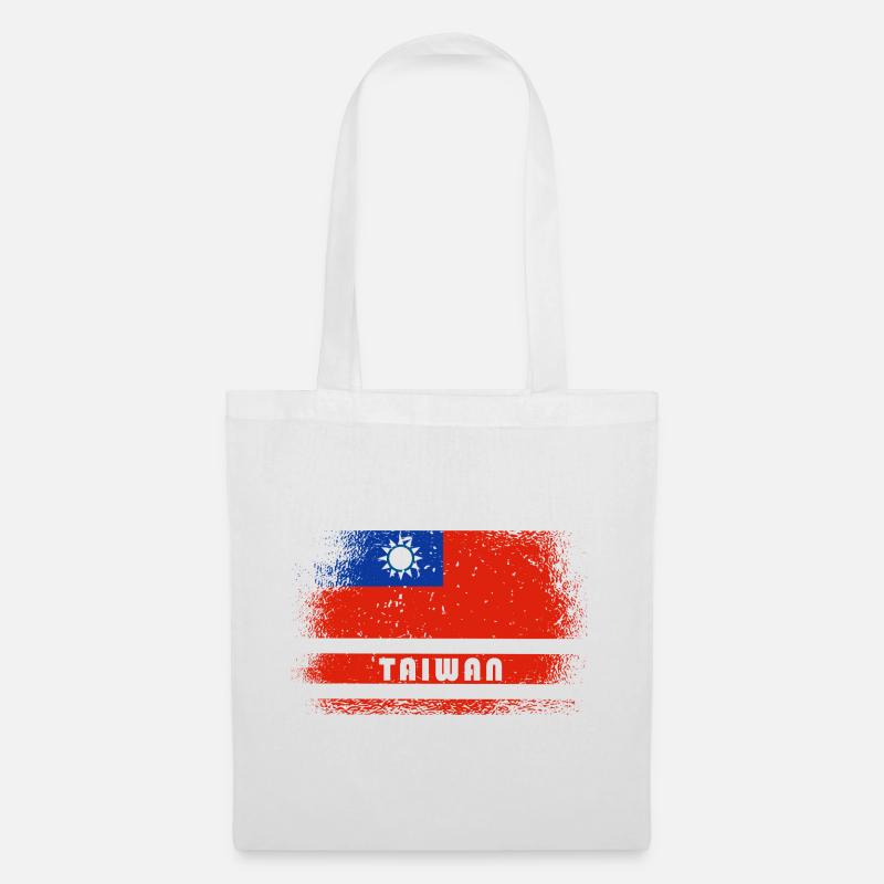Taiwan Vintage Flaggen Design - Stoffbeutel - Weiß