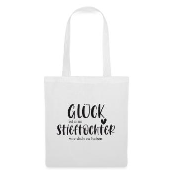 Tochter Stieftochter Kind Familie Geschenk Glück - Stoffbeutel - Weiß - Vorne