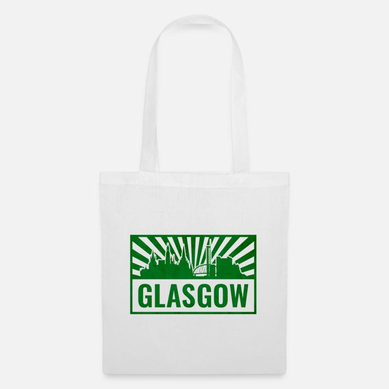 Glasgow Skyline Siebdruck - Stoffbeutel - Weiß