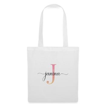J | Monogram | Name | Janina |Watercolor - Tote Bag - white - Front