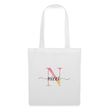 N | Monogramm | Name | Nicci |Watercolor - Stoffbeutel - Weiß - Vorne