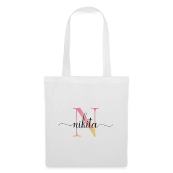 N | Monogramm | Name | Nikita |Watercolor - Stoffbeutel - Weiß - Vorne