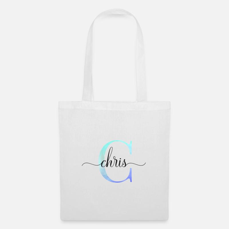 C| Monogramme | Nom | Chris | Aquarelle - Sac en tissu - blanc