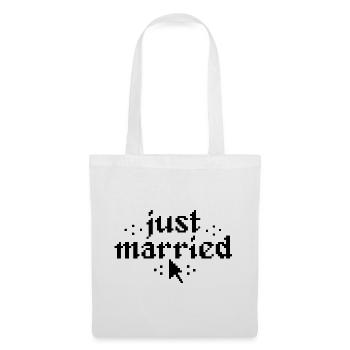 Just Married Pixel lustiges Hochzeitsgeschenk - Stoffbeutel - Weiß - Vorne