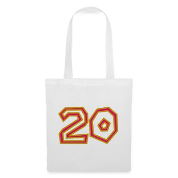 20. 20e ANNIVERSAIRE. ANNIVERSAIRE 20 ANS. 20 ANS. - Sac en tissu - blanc - Devant