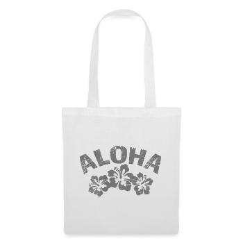 Aloha Hibiskus Design – Blütenornament - Stoffbeutel - Weiß - Vorne