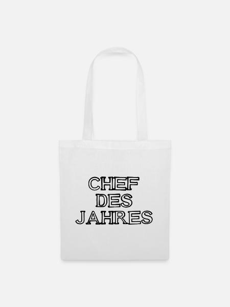 Chef des Jahres Schriftzug handgezeichnet - Stoffbeutel - Weiß