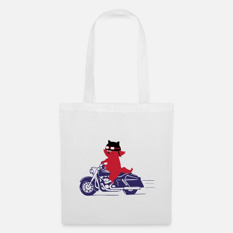 Katze auf Motorrad Chopper Kitten Geschenk - Stoffbeutel - Weiß