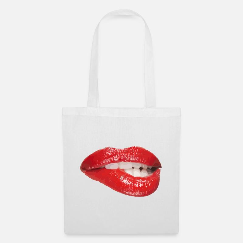 Crimson Lip Bite Pop Art - Stoffbeutel - Weiß