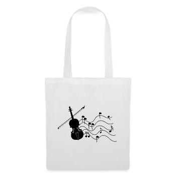 Violon avec notes - Sac en tissu - blanc - Devant