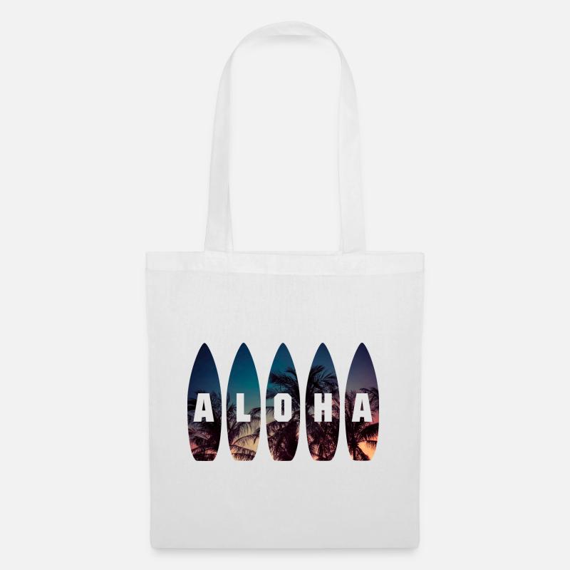 Hawaii Aloha Surfboard Sunset - Tote Bag - white