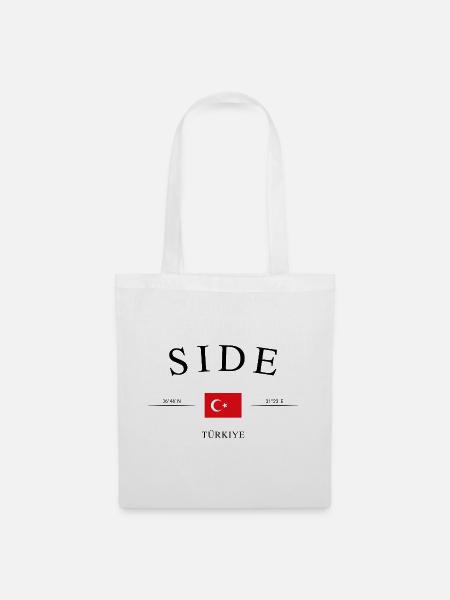Side Türkei – Urlaub Souvenir & Geschenk - Stoffbeutel - Weiß