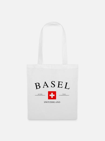 Basel Schweiz – Urlaub Souvenir & Geschenk - Stoffbeutel - Weiß